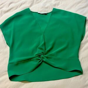 New, never worn, Amanda Uprichard green twist front crop top.